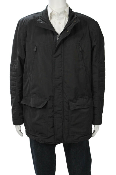 Andrew Marc Mens Quilted Parka Black Polyester Button Size XL