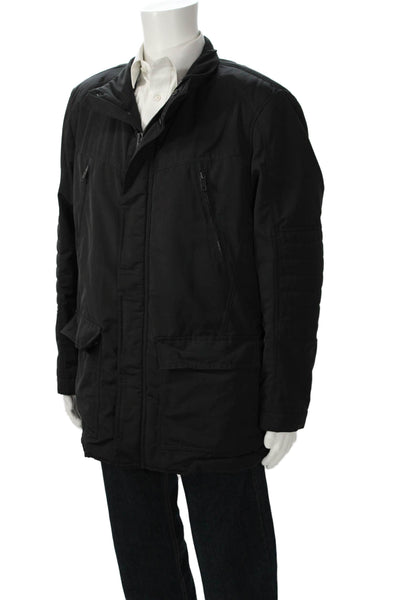 Andrew Marc Mens Quilted Parka Black Polyester Button Size XL