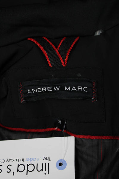 Andrew Marc Mens Quilted Parka Black Polyester Button Size XL