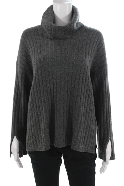 Madewell Unisex Dark Gray Striped Cashmere Turtleneck Sweater Size S