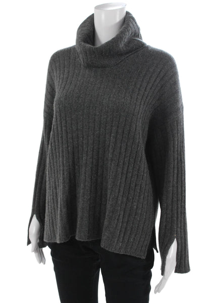 Madewell Unisex Dark Gray Striped Cashmere Turtleneck Sweater Size S