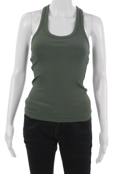 All Access Womens Green Basic Army Tank Round Neck Nylon Spandex Size XS