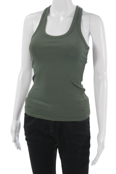 All Access Womens Green Basic Army Tank Round Neck Nylon Spandex Size XS