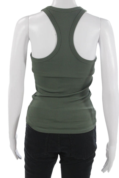 All Access Womens Green Basic Army Tank Round Neck Nylon Spandex Size XS