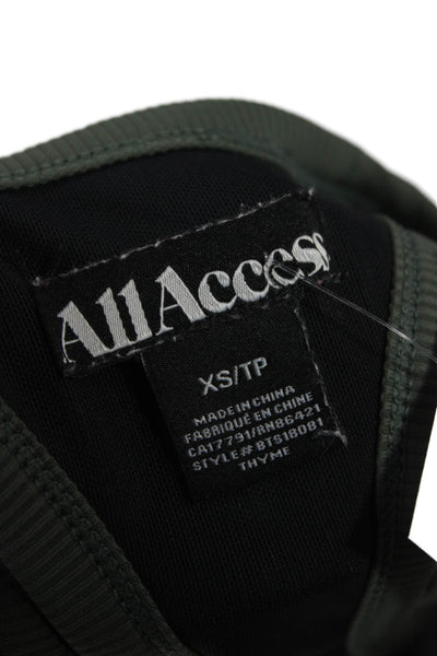All Access Womens Green Basic Army Tank Round Neck Nylon Spandex Size XS