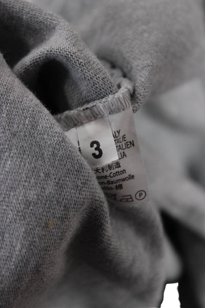 J. Galt Women Cropped Button Up Long Sleeve Crew Neck Gray Cotton Size 3