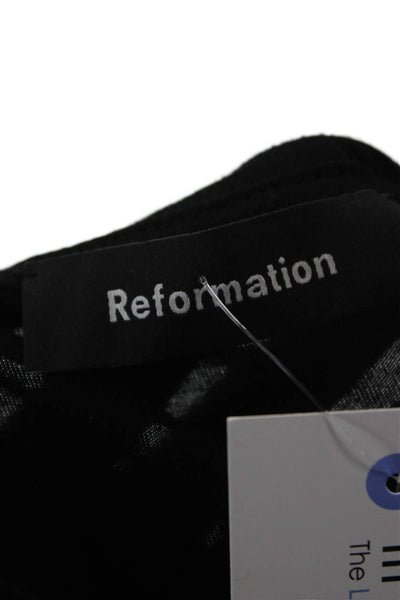 Reformation Women Cropped Black T-Shirt Long Sleeve Tencel Size S