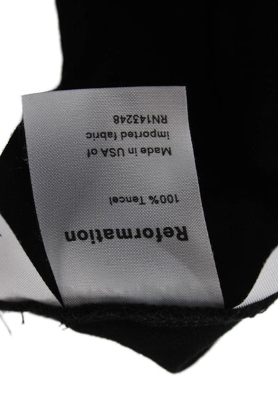 Reformation Women Cropped Black T-Shirt Long Sleeve Tencel Size S