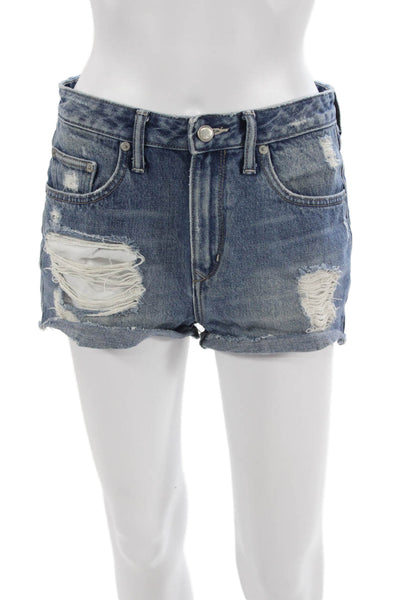 Lovers + Friends Unisex Dark Blue 100% Cotton Grunge Shorts Size 27