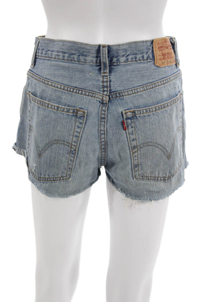 Levis Unisex 90s Blue Cotton Solid Shorts Size 28