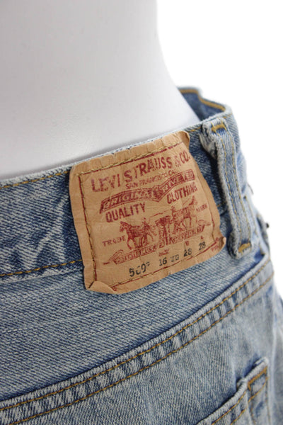 Levis Unisex 90s Blue Cotton Solid Shorts Size 28
