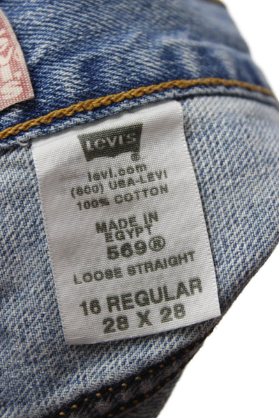 Levis Unisex 90s Blue Cotton Solid Shorts Size 28