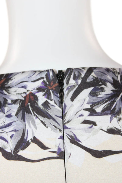 Topshop Women A-Line Mini Dress Beige Floral V-Neck Short Sleeve Size 0