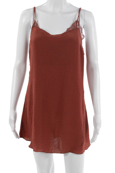 Free People Womens Simple Lace Tank Top Orange Spaghetti Strap Size XS