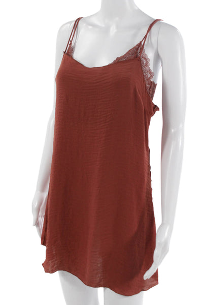 Free People Womens Simple Lace Tank Top Orange Spaghetti Strap Size XS