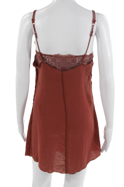 Free People Womens Simple Lace Tank Top Orange Spaghetti Strap Size XS