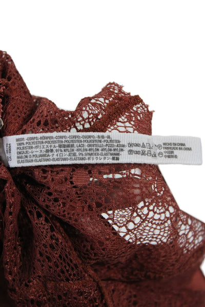 Free People Womens Simple Lace Tank Top Orange Spaghetti Strap Size XS
