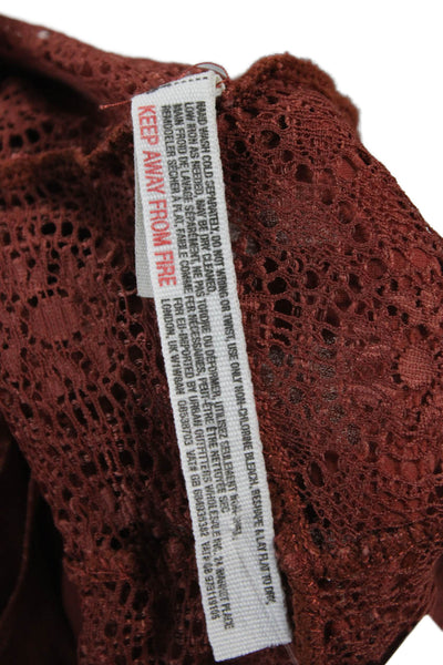Free People Womens Simple Lace Tank Top Orange Spaghetti Strap Size XS