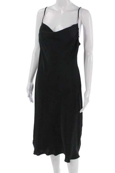 Zara Women Black 90s Slip Dress Sleeveless Long Polyester Size XS