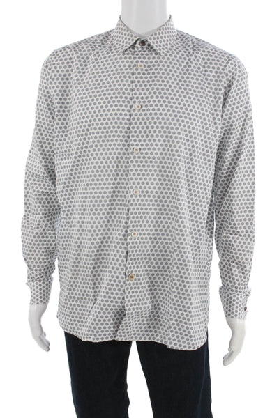 Ted Baker London Mens Cotton Long Sleeve Collar Button-Down Shirt White Size 6