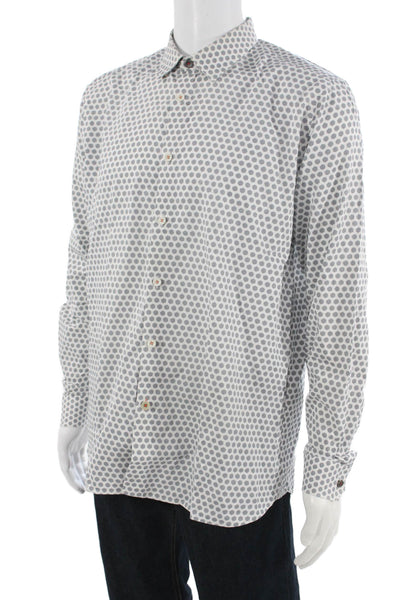 Ted Baker London Mens Cotton Long Sleeve Collar Button-Down Shirt White Size 6