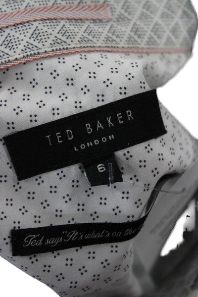 Ted Baker London Mens Cotton Long Sleeve Collar Button-Down Shirt White Size 6