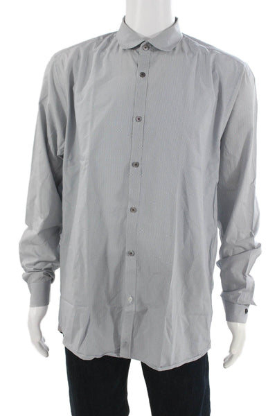 Ted Baker London Mens Cotton Collar Long Sleeve Button-Down Shirt Gray Size 17