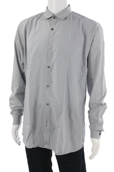 Ted Baker London Mens Cotton Collar Long Sleeve Button-Down Shirt Gray Size 17