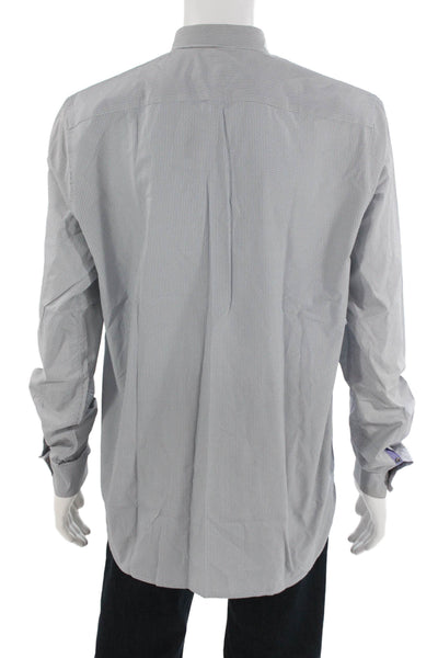 Ted Baker London Mens Cotton Collar Long Sleeve Button-Down Shirt Gray Size 17