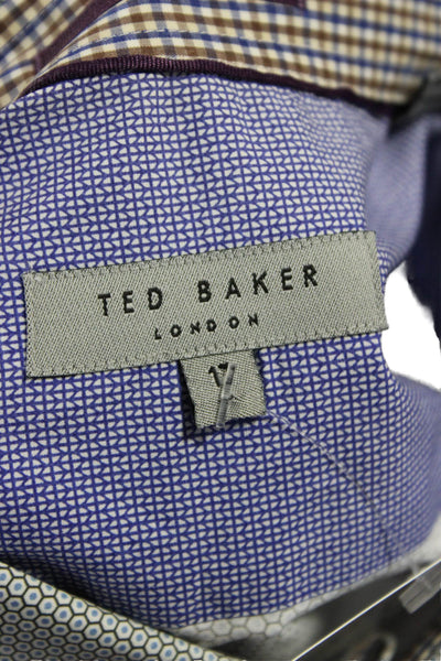 Ted Baker London Mens Cotton Collar Long Sleeve Button-Down Shirt Gray Size 17