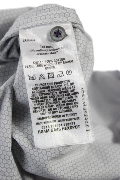 Ted Baker London Mens Cotton Collar Long Sleeve Button-Down Shirt Gray Size 17