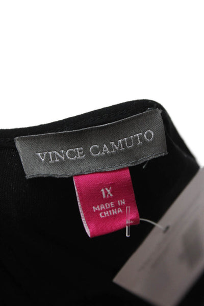 Vince Camuto Women Sleeveless Striped Tunic Black Round Neck Size 1X