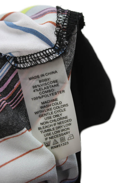 Vince Camuto Women Sleeveless Striped Tunic Black Round Neck Size 1X