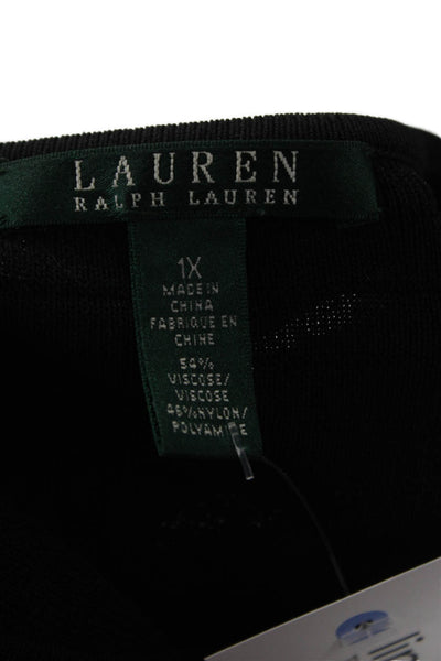 Lauren Ralph Lauren Unisex Black 100% Merino Wool Full Zip Cardigan Size 1X