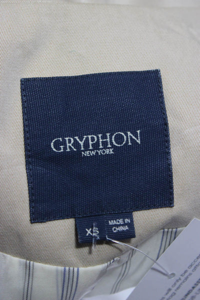 Gryphon New York Womens Trench Coat Beige Cotton Button Long Sleeve Size XS