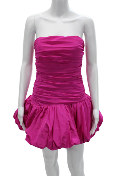 AMUR Womens 80s Mini Dress Pink Sleeveless Zip 100% Recycled Polyester Size 2