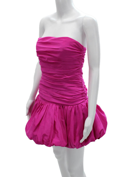 AMUR Womens 80s Mini Dress Pink Sleeveless Zip 100% Recycled Polyester Size 2