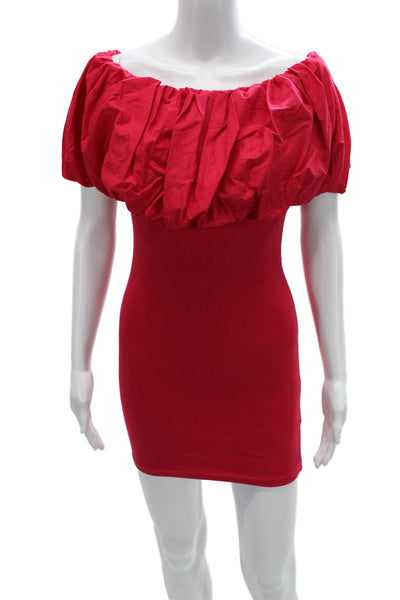 Zara Womens Bodycon Mini Red Cotton Dress 80s Size M