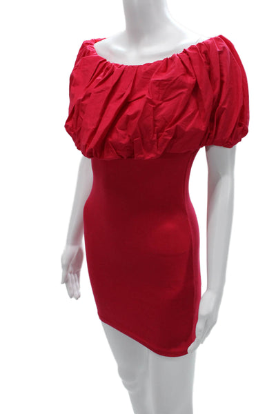 Zara Womens Bodycon Mini Red Cotton Dress 80s Size M