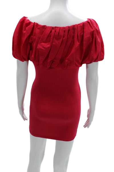 Zara Womens Bodycon Mini Red Cotton Dress 80s Size M