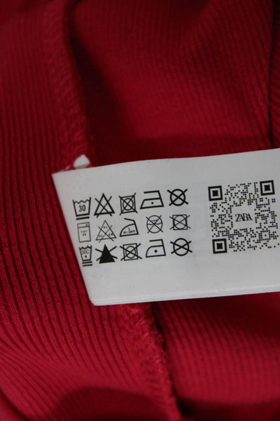 Zara Womens Bodycon Mini Red Cotton Dress 80s Size M
