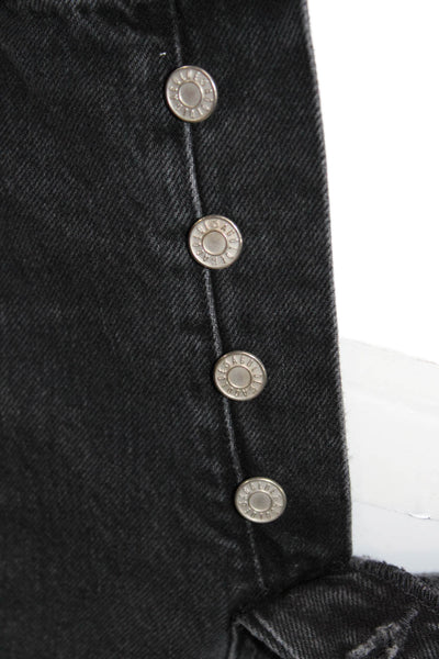 Agolde Unisex Black Cotton 90s Solid Button Shorts Size 26