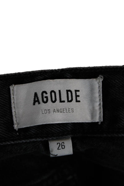 Agolde Unisex Black Cotton 90s Solid Button Shorts Size 26