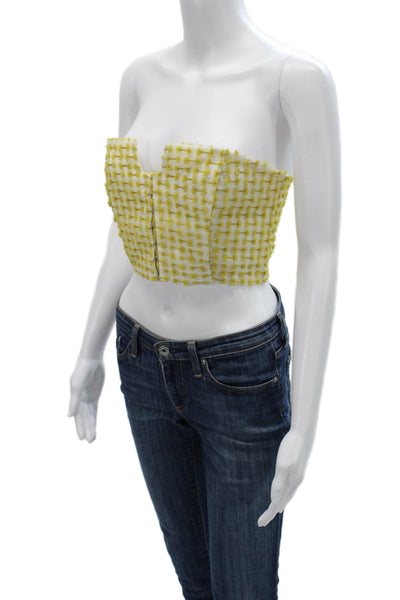 Black Iris Womens Cropped Silk Sleeveless Top Yellow Hook & Eye Designer Size 2