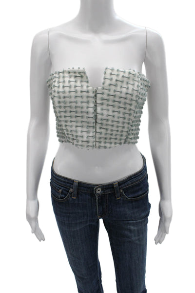 Black Iris Womens Cropped Sleeveless Top White Hook & Eye Designer Size 4