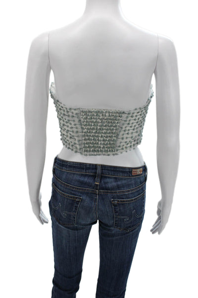 Black Iris Womens Cropped Sleeveless Top White Hook & Eye Designer Size 4