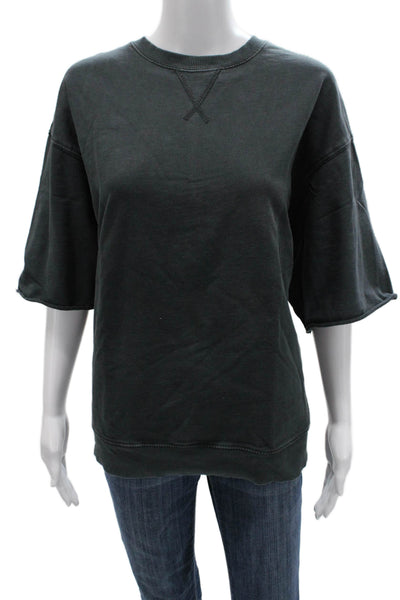 Zara Women Pullover Sweatshirt Dark Gray 3/4 Sleeve Cotton Size S