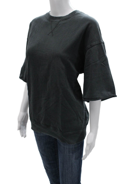 Zara Women Pullover Sweatshirt Dark Gray 3/4 Sleeve Cotton Size S