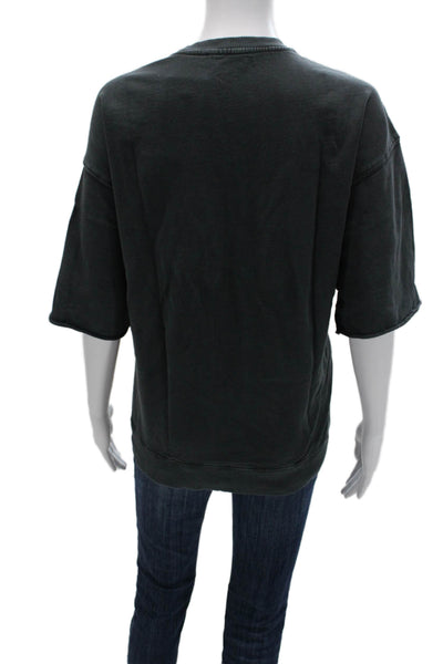 Zara Women Pullover Sweatshirt Dark Gray 3/4 Sleeve Cotton Size S
