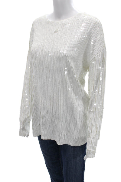 Zara Unisex Pullover Sweater White Viscose Elastane Long Sleeve Size S